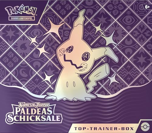 Pokémon-Sammelkartenspiel: Top-Trainer-Box Karmesin & Purpur – Paldeas Schicksale (9 Boosterpacks, 1 holografische Vollbild-Promokarte & Zubehör)